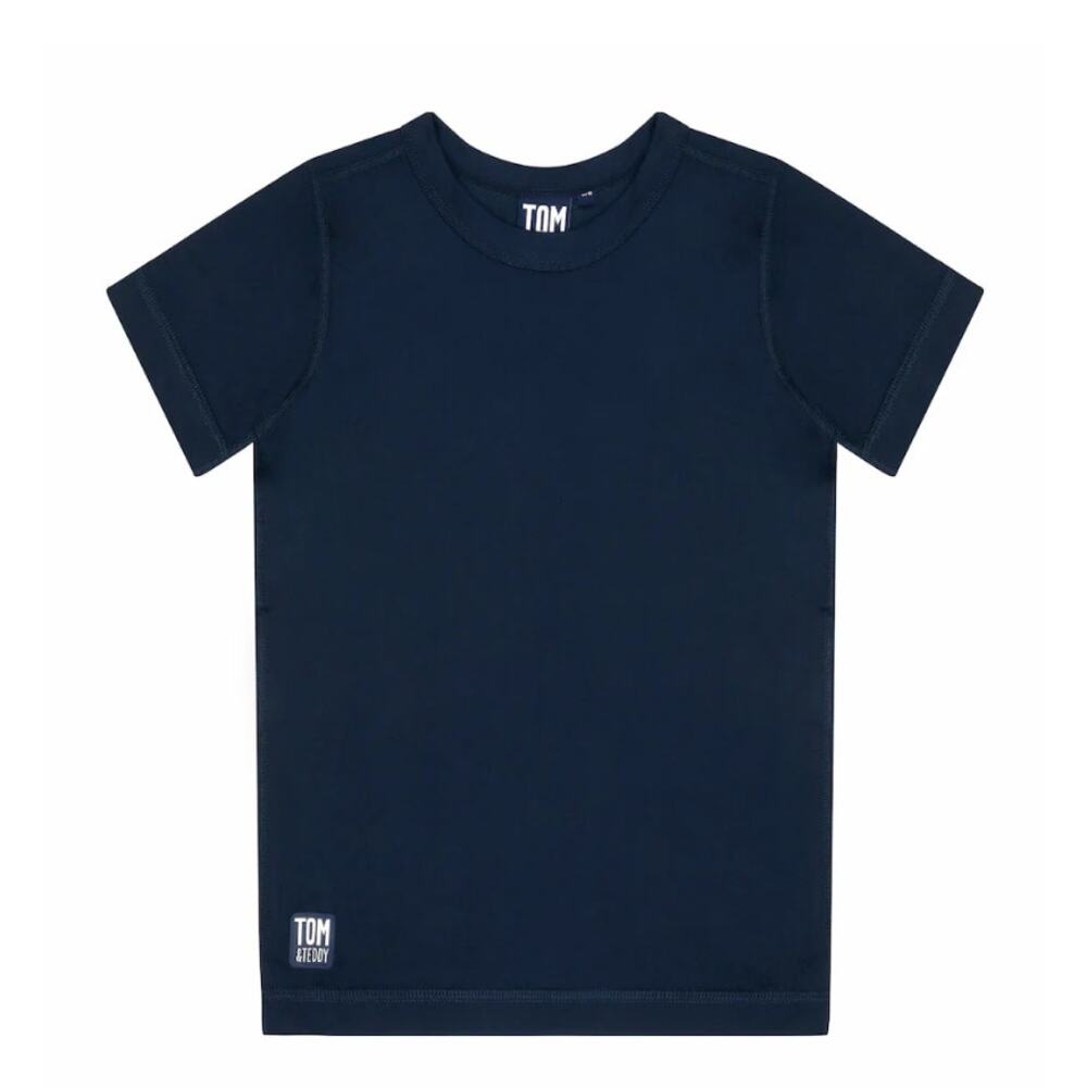 Tom & Teddy Boys Deep Navy Blue Short Sleeve UPF 50+ Rash Guard Top 3/4